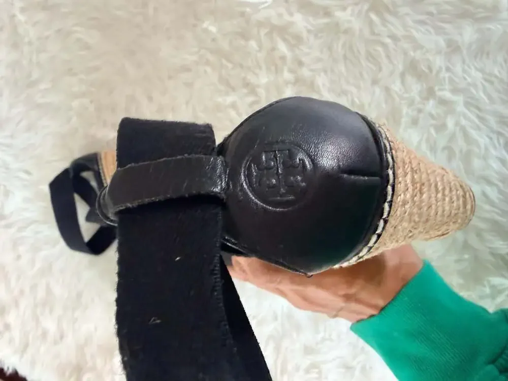 Tory Burch Adonis Elastic High Wedge Espadrilles in Black